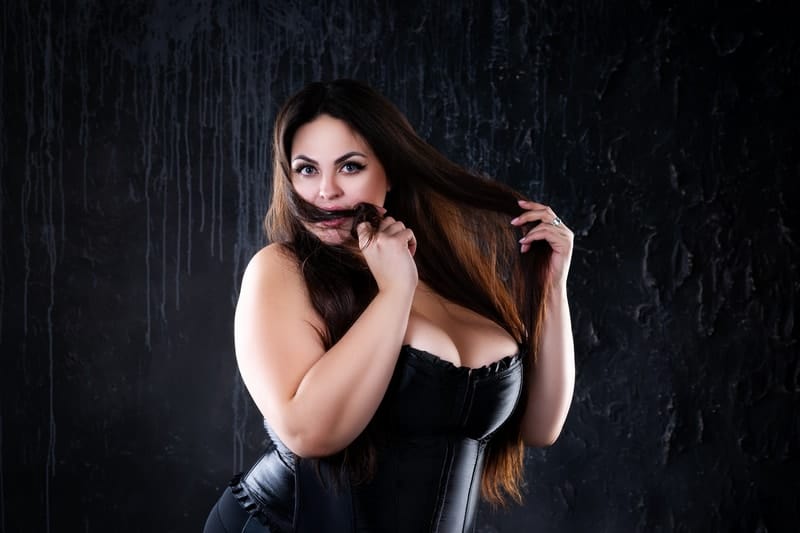 plus size woman wearing corset