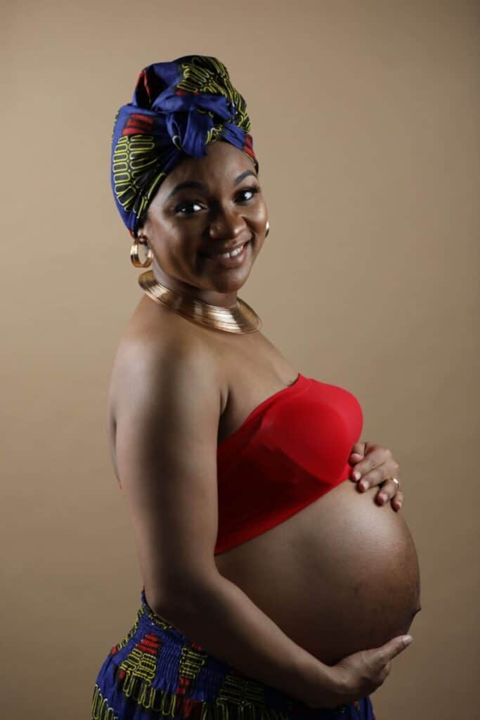 pregnant woman in African attire
